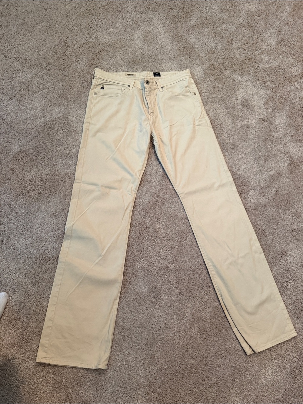 AG Adriano Goldschmied Men's Straight-Leg Chinos in Cream